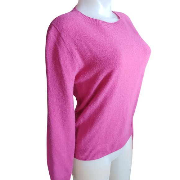 Medium Women's Crewneck Sweater Pink Long Sleeve Soft Knit Top Rose Pink - Picture 3 of 5